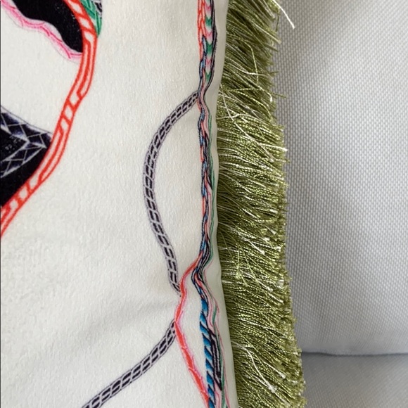 White velvet horse throw decorative accent pillow - Picture 6 of 6